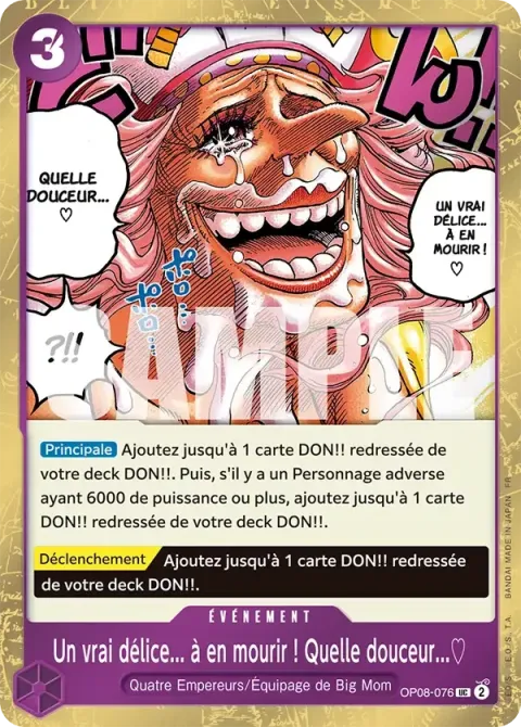 Carte One Piece Un vrai délice… à en mourir ! Quelle douceur…♡ OP08-076 · parallèle, extension One Piece Card the Best VOL.2