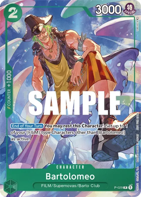 Carte One Piece Bartolomeo P-029, extension Cartes promo