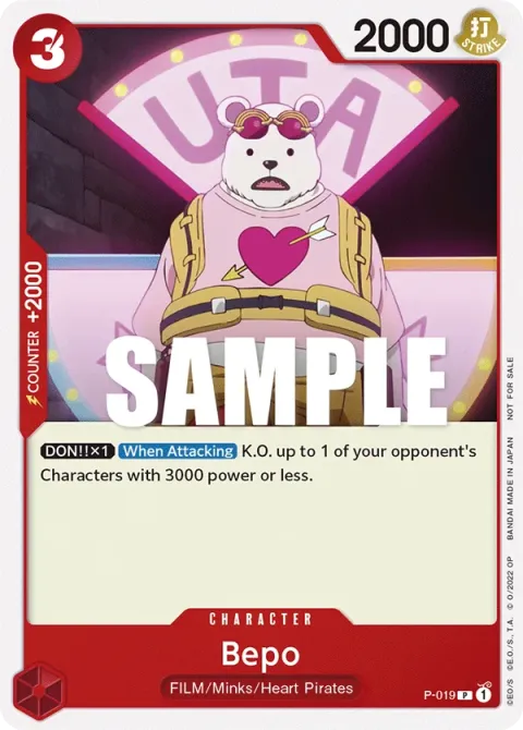 Carte One Piece Bepo P-019, extension Cartes promo