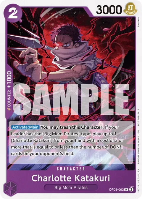 Carte One Piece Charlotte Katakuri OP08-062 · parallèle, extension Cartes promo