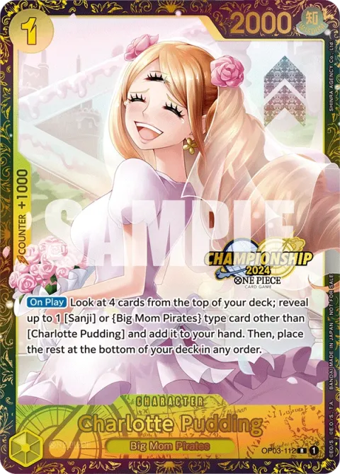 Carte One Piece Charlotte Pudding OP03-112 · parallèle 2, extension Cartes promo