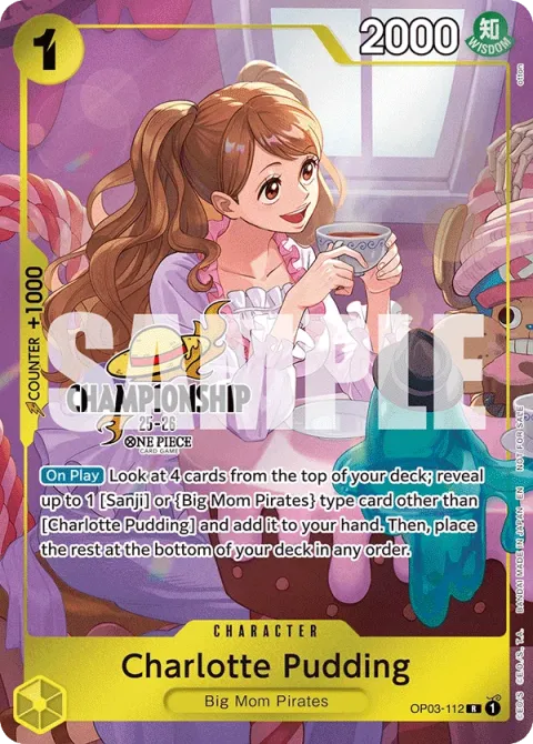Carte One Piece Charlotte Pudding OP03-112 · parallèle 6, extension Cartes promo