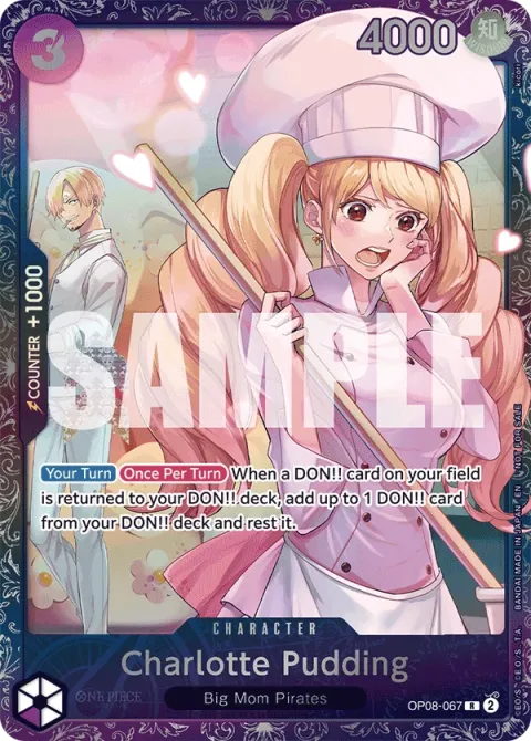Carte One Piece Charlotte Pudding OP08-067 · parallèle 2, extension Cartes promo
