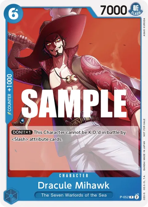 Carte One Piece Dracule Mihawk P-052, extension Cartes promo