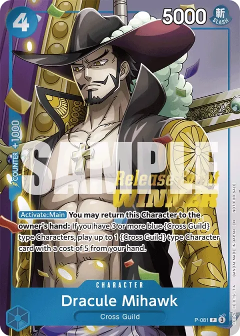 Carte One Piece Dracule Mihawk P-081 · parallèle, extension Cartes promo