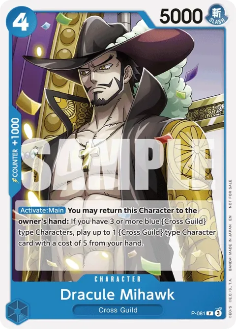 Carte One Piece Dracule Mihawk P-081, extension Cartes promo