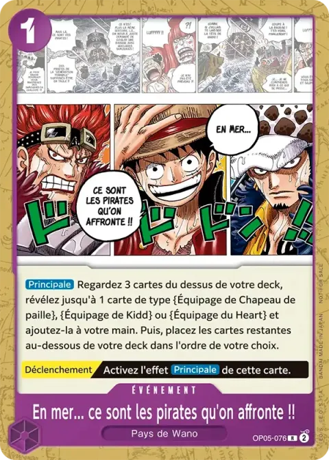 Carte One Piece En mer… ce sont les pirates qu’on affronte !! OP05-076 · parallèle 2, extension Cartes promo