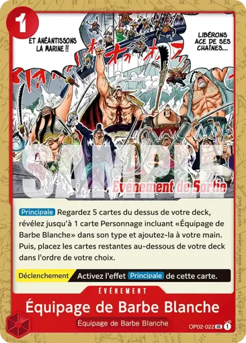 Carte One Piece Équipage de Barbe Blanche OP02-022 · parallèle, extension Cartes promo