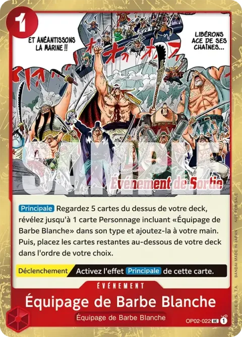 Carte One Piece Équipage de Barbe Blanche OP02-022 · parallèle 2, extension Cartes promo