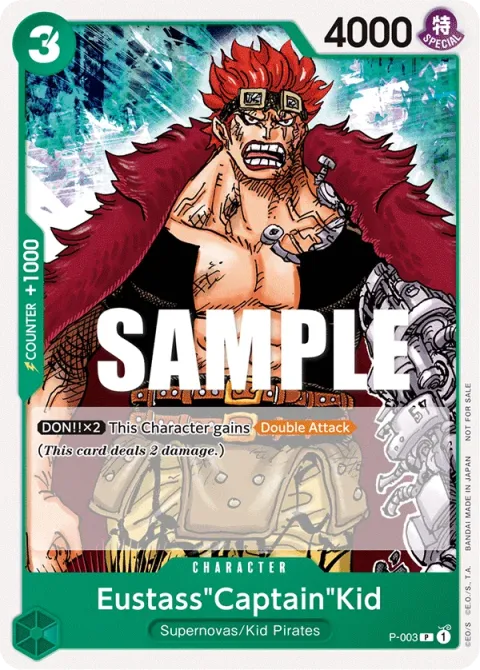 Carte One Piece Eustass »Captain »Kid P-003, extension Cartes promo