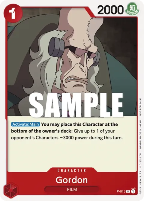Carte One Piece Gordon P-013, extension Cartes promo