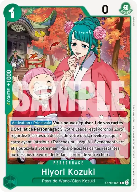 Carte One Piece Hiyori Kozuki OP12-028 · parallèle, extension Cartes promo