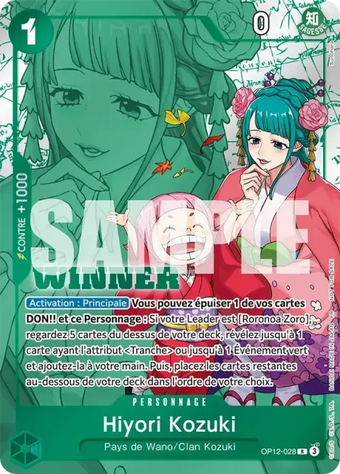 Carte One Piece Hiyori Kozuki OP12-028 · parallèle 2, extension Cartes promo