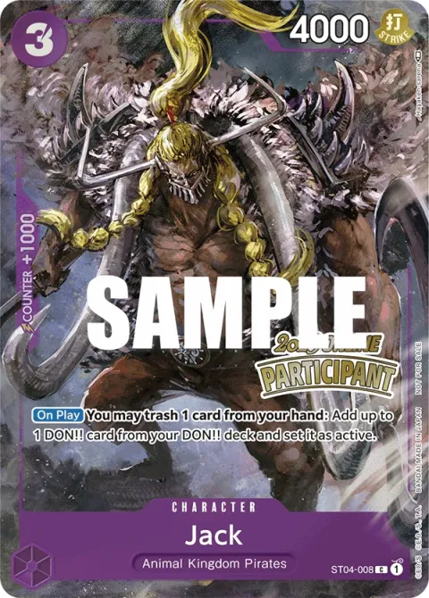 Carte One Piece Jack ST04-008 · parallèle, extension Cartes promo