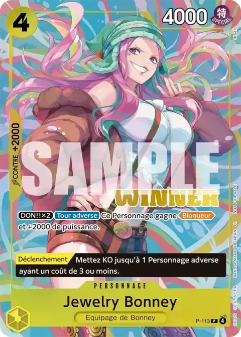 Carte One Piece Jewelry Bonney P-113 · parallèle, extension Cartes promo