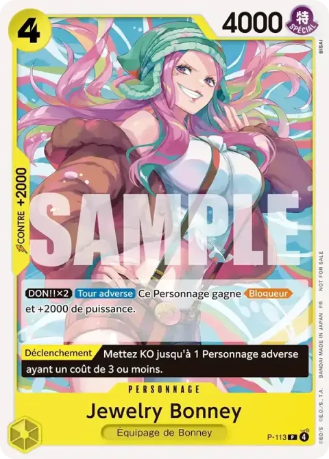 Carte One Piece Jewelry Bonney P-113, extension Cartes promo