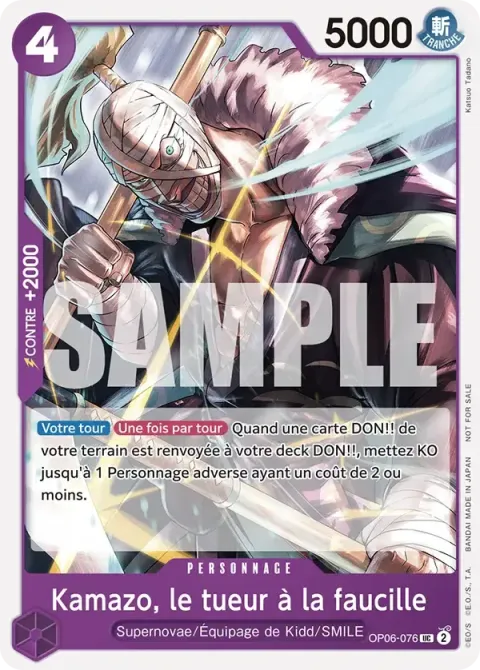 Carte One Piece Kamazo, le tueur à la faucille OP06-076 · parallèle, extension Cartes promo