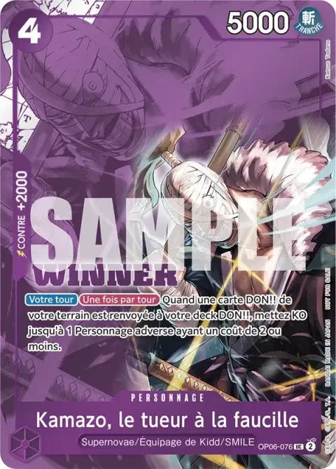 Carte One Piece Kamazo, le tueur à la faucille OP06-076 · parallèle 2, extension Cartes promo