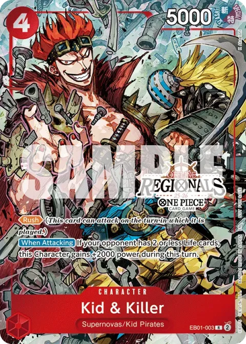 Carte One Piece Kid & Killer EB01-003 · parallèle 2, extension Cartes promo
