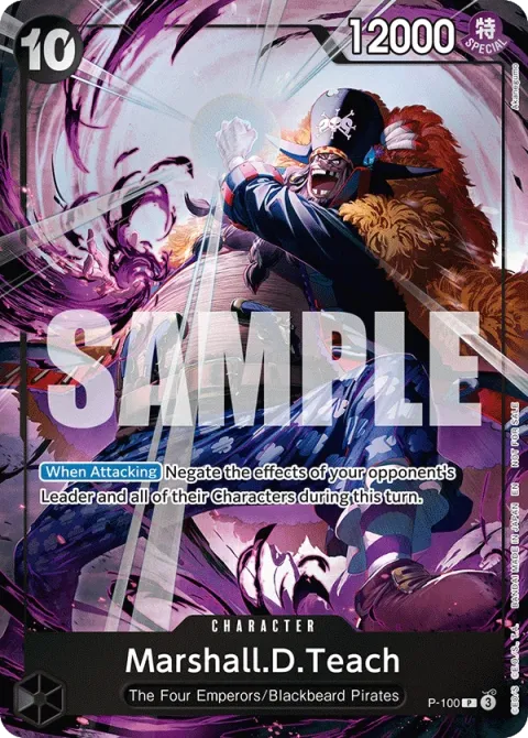 Carte One Piece Marshall.D.Teach P-100, extension Cartes promo