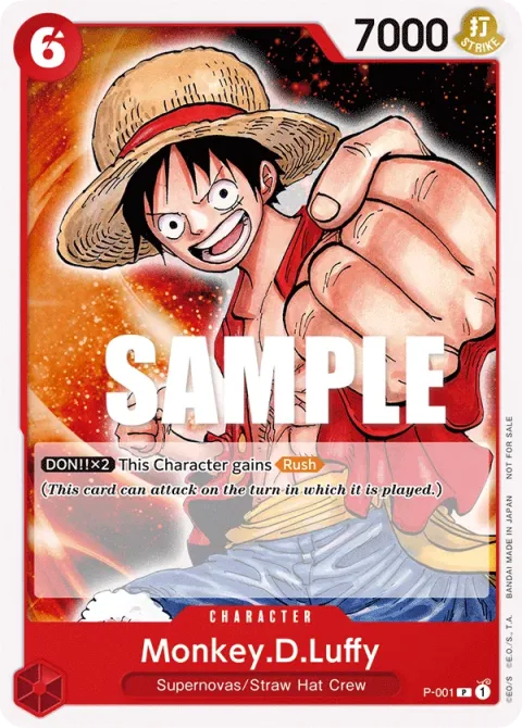 Carte One Piece Monkey.D.Luffy P-001, extension Cartes promo