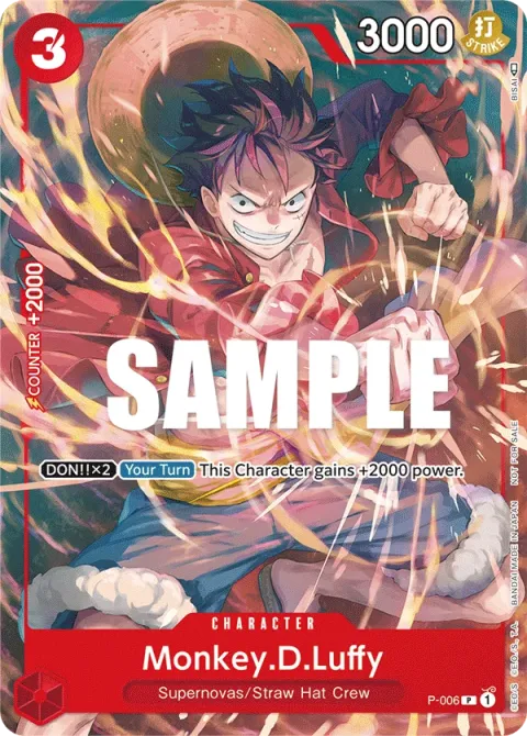 Carte One Piece Monkey.D.Luffy P-006, extension Cartes promo
