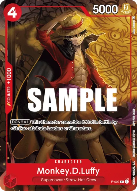 Carte One Piece Monkey.D.Luffy P-007, extension Cartes promo