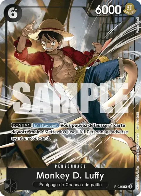 Carte One Piece Monkey D. Luffy P-035, extension Cartes promo