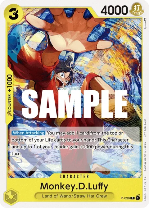 Carte One Piece Monkey.D.Luffy P-036, extension Cartes promo