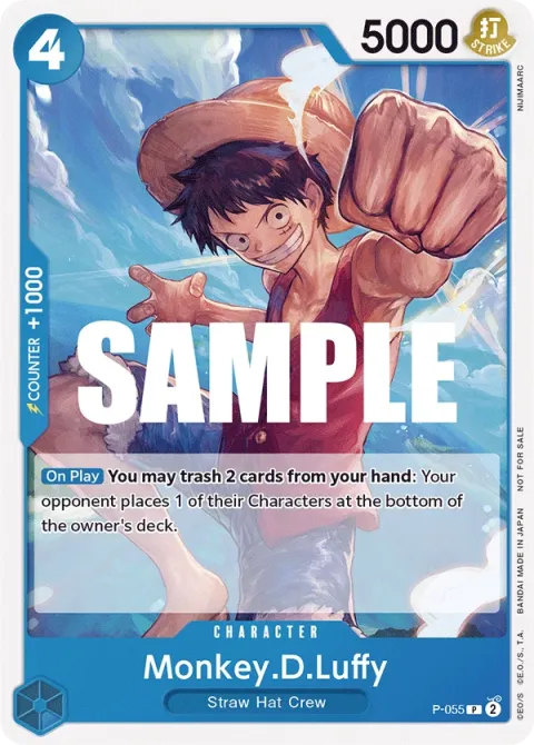 Carte One Piece Monkey.D.Luffy P-055, extension Cartes promo