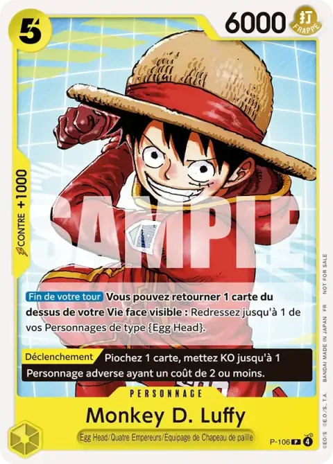 Carte One Piece Monkey D. Luffy P-106 · parallèle, extension Cartes promo