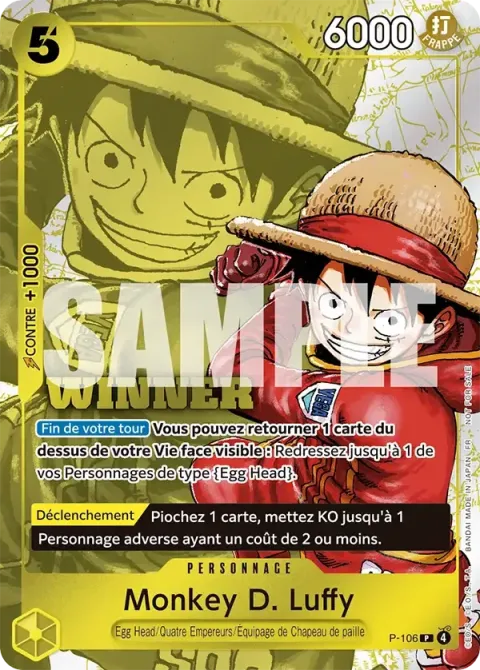 Carte One Piece Monkey D. Luffy P-106 · parallèle 2, extension Cartes promo