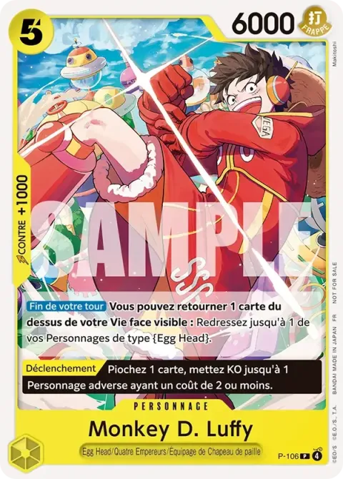 Carte One Piece Monkey D. Luffy P-106, extension Cartes promo