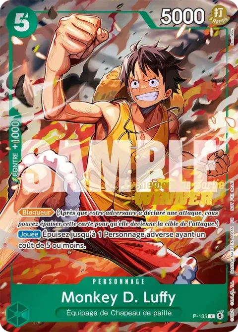 Carte One Piece Monkey D. Luffy P-135 · parallèle, extension Cartes promo