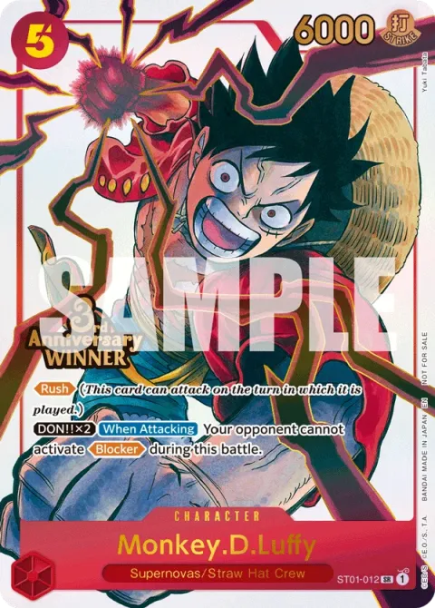 Carte One Piece Monkey.D.Luffy ST01-012 · parallèle 6, extension Cartes promo