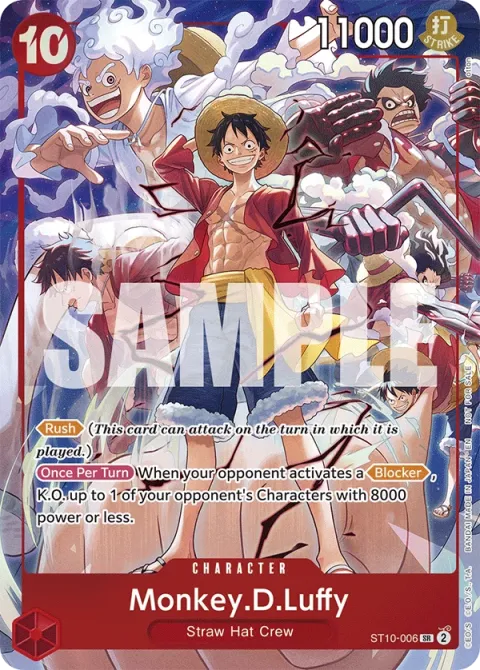 Carte One Piece Monkey.D.Luffy ST10-006 · parallèle 4, extension Cartes promo