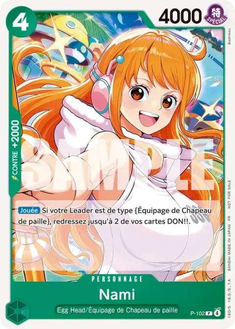 Carte One Piece Nami P-102 · parallèle, extension Cartes promo