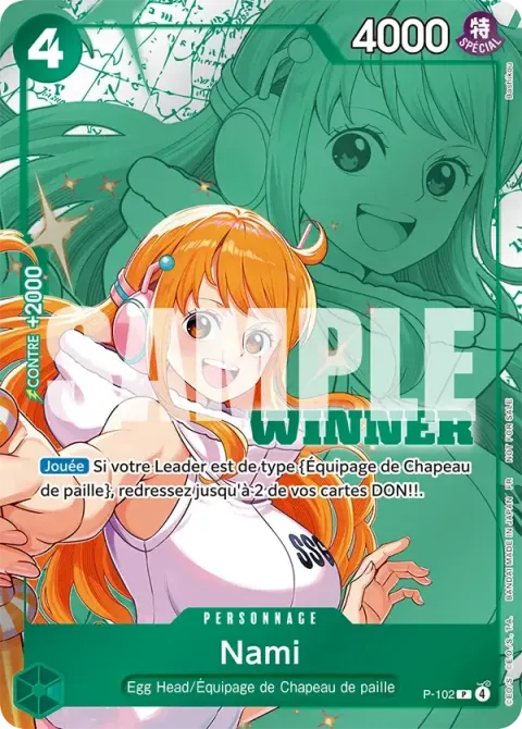 Carte One Piece Nami P-102 · parallèle 2, extension Cartes promo