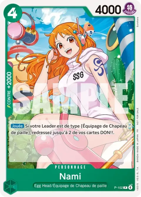 Carte One Piece Nami P-102, extension Cartes promo