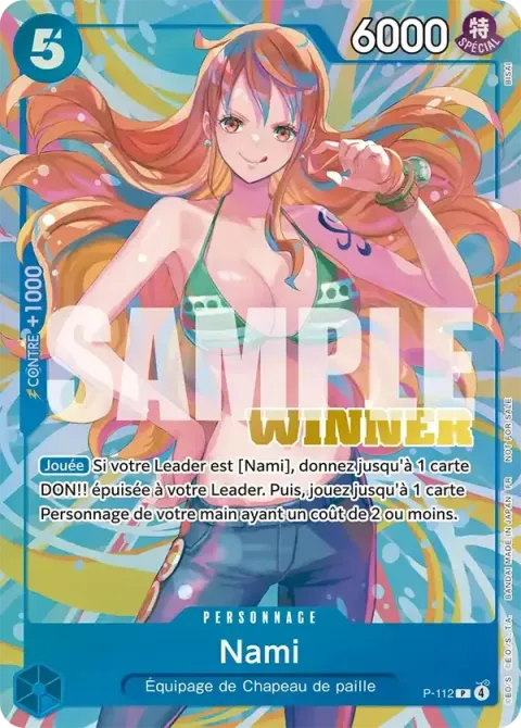 Carte One Piece Nami P-112 · parallèle, extension Cartes promo