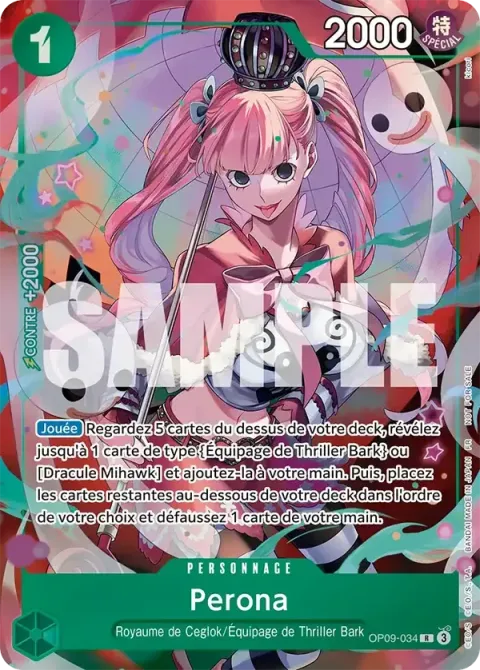 Carte One Piece Perona OP09-034 · parallèle 3, extension Cartes promo