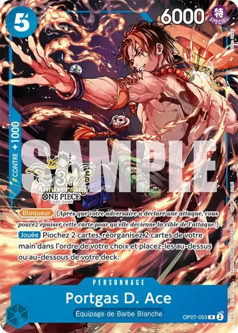 Carte One Piece Portgas D. Ace OP07-053 · parallèle, extension Cartes promo