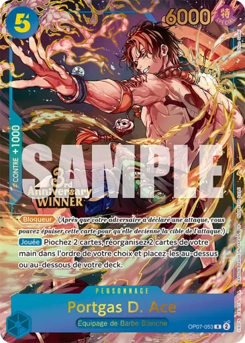 Carte One Piece Portgas D. Ace OP07-053 · parallèle 2, extension Cartes promo
