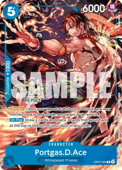 Carte One Piece Portgas.D.Ace OP07-053 · parallèle 3, extension Cartes promo