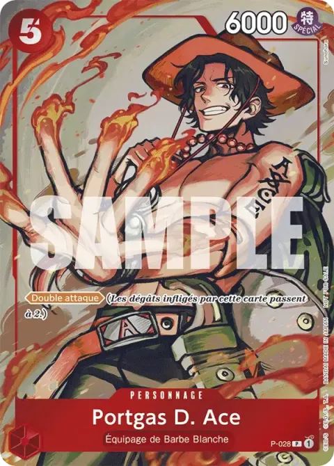 Carte One Piece Portgas D. Ace P-028, extension Cartes promo