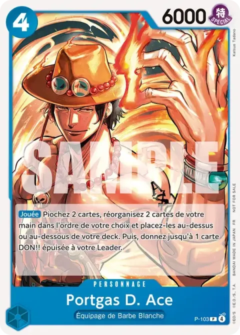 Carte One Piece Portgas D. Ace P-103 · parallèle, extension Cartes promo