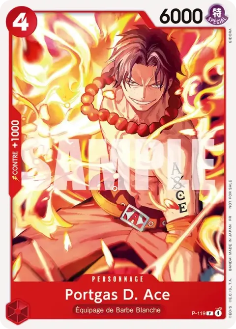 Carte One Piece Portgas D. Ace P-119, extension Cartes promo