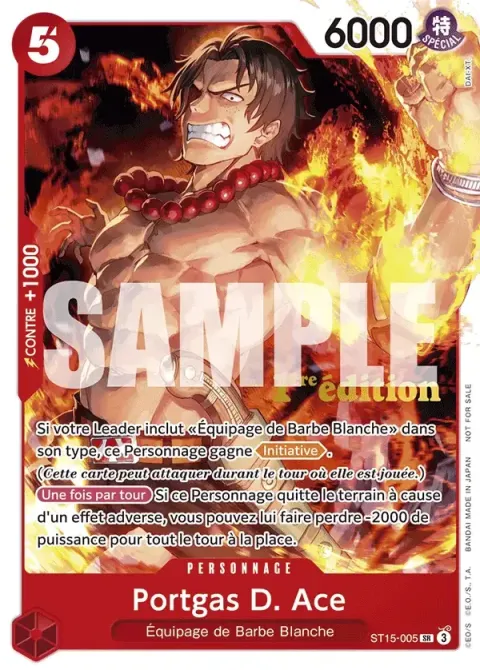 Carte One Piece Portgas D. Ace ST15-005 · parallèle, extension Cartes promo