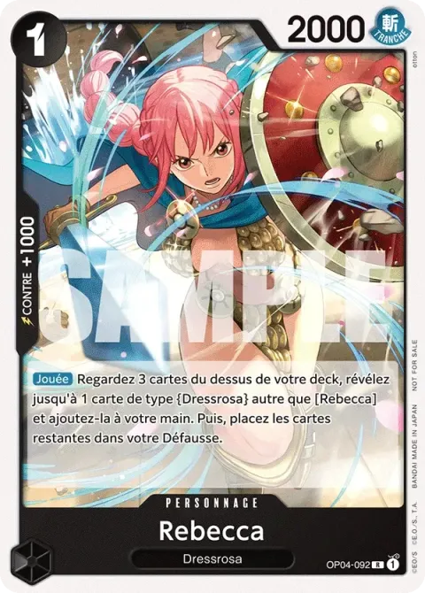 Carte One Piece Rebecca OP04-092 · parallèle, extension Cartes promo
