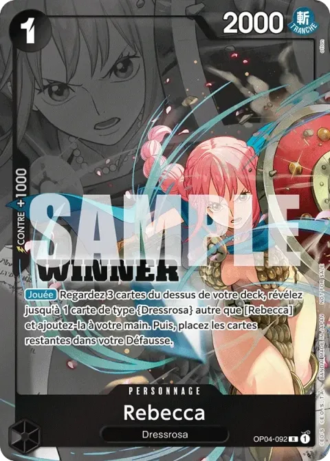 Carte One Piece Rebecca OP04-092 · parallèle 2, extension Cartes promo